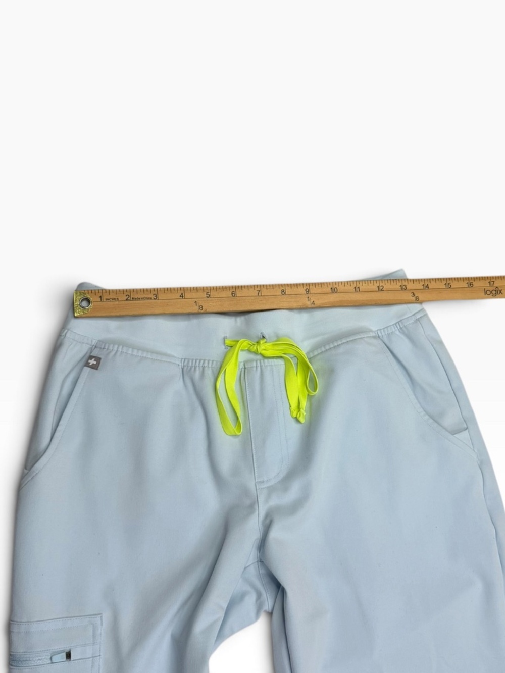 FIGS Zamora Jogger Scrub Pants Open Skies Blue Neon Drawstring S/P 1000208 - Picture 7 of 9